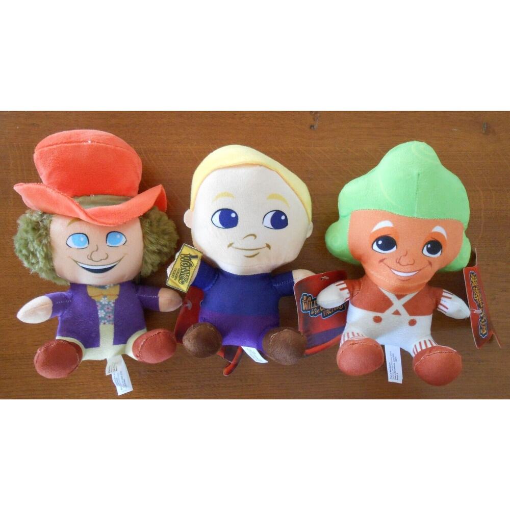 Willy Wonka & The Chocolate Factory 7" Plush Set - Charlie, Wonka, Oompa Loompa